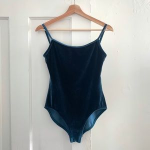 Vintage Teal Velvet Leotard